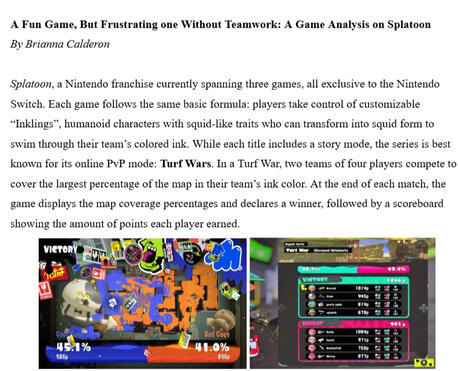 Game Analysis on Splatoon: How Teamwork is Fostered Non-verbally